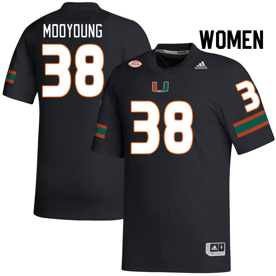 Women #38 Myles Mooyoung Miami Hurricanes College Football Jerseys Stitched-Black